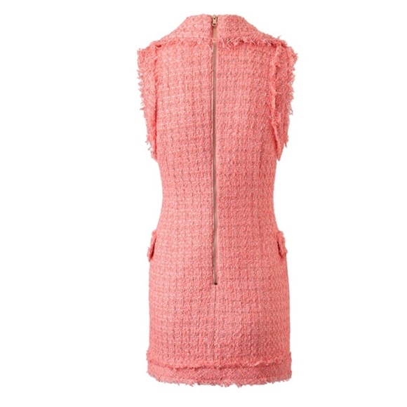 🛍 The Donnetti Coral Tweed Dress - Picture 3 of 7